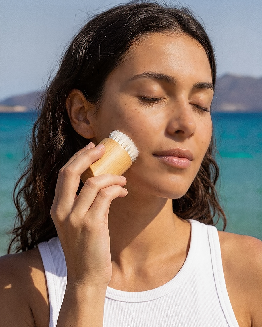 Sauso šveitimo šepetėlis veidui