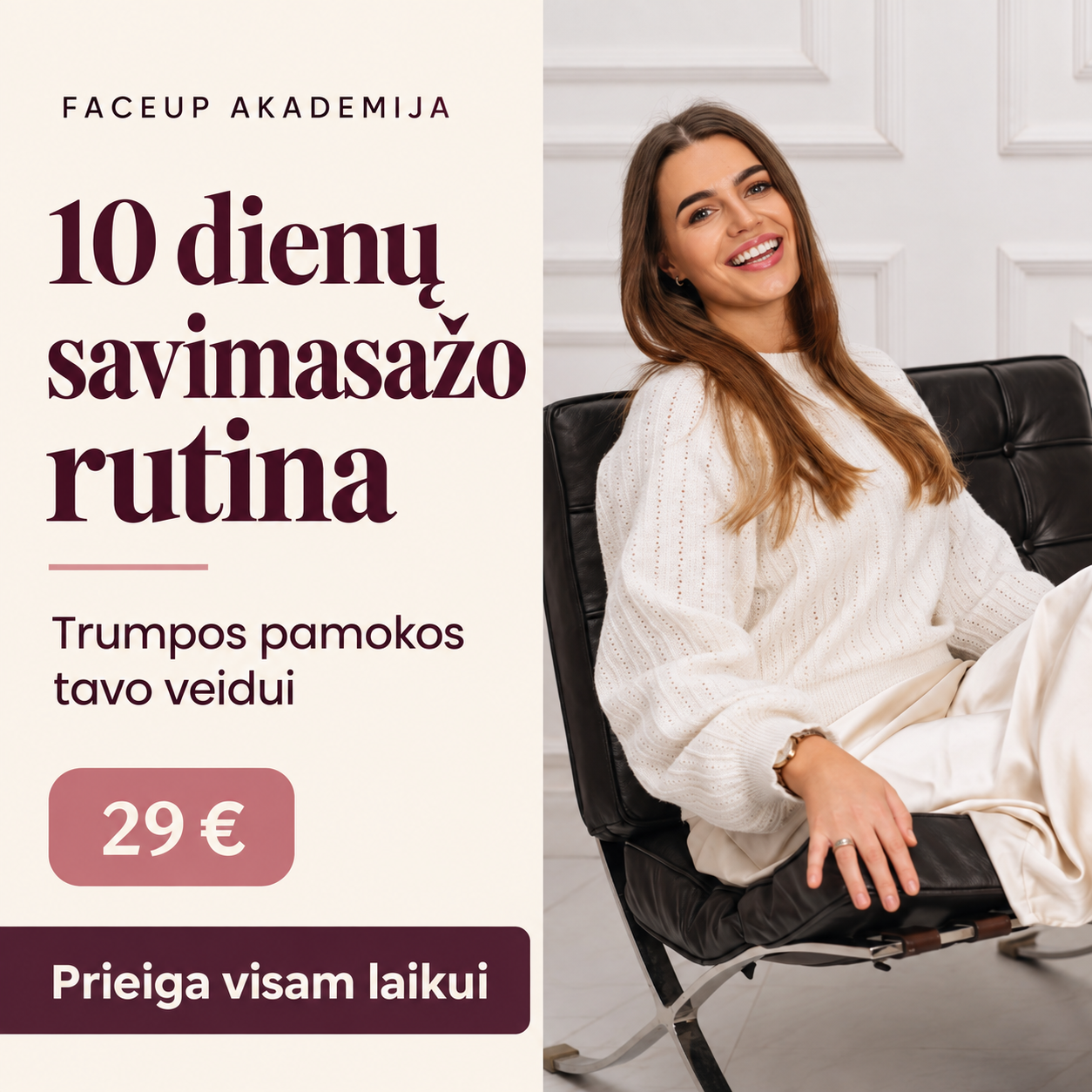 FaceUp kasdienai – 10 dienų veido savimasažo mokymai