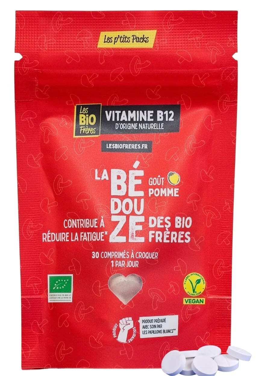 Les Bio Frères ekologiškas obuolių skonio vitaminas B12