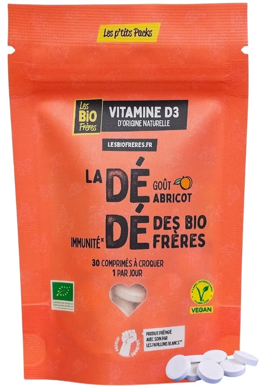 Les Bio Frères ekologiškas abrikosų skonio vitaminas D3